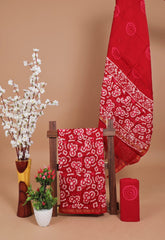 ELEGANT RED BATIK PRIENT COTTON DRESS MATERIAL