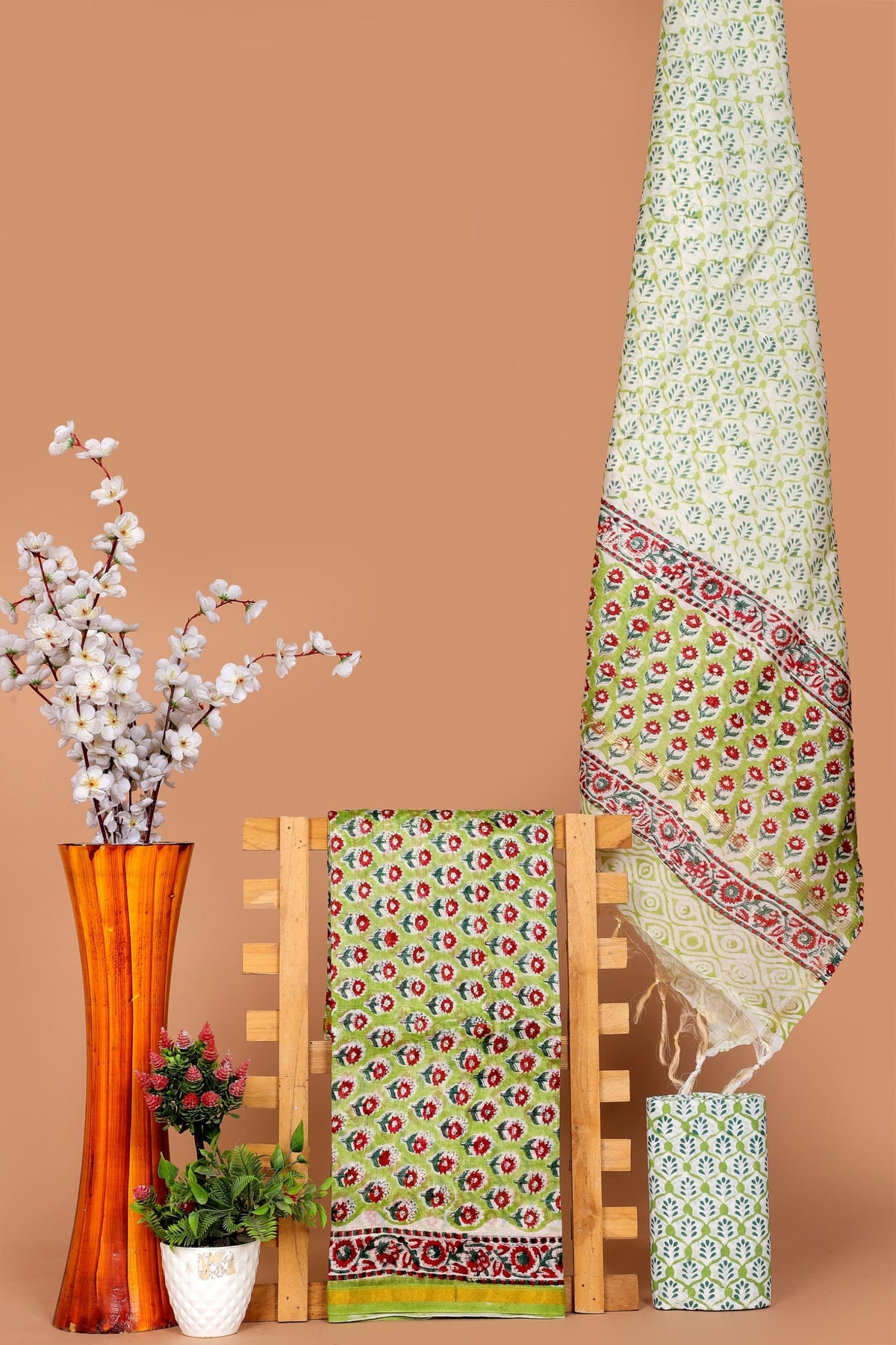 MEHENDI BLOOM CHANDERI COTTON SUIT SET