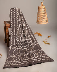 EARTHY BROWNDABU HANDBLOCK PRINTED MULMUL DUPATTA